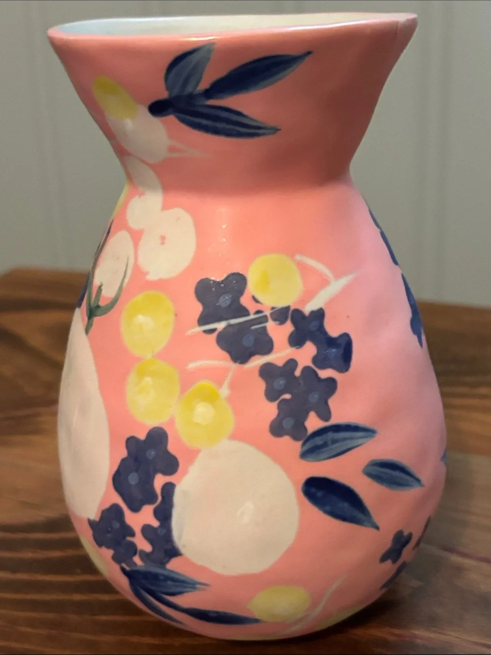 Hand-Painted Pink Floral Ceramic Vase Anthropologie